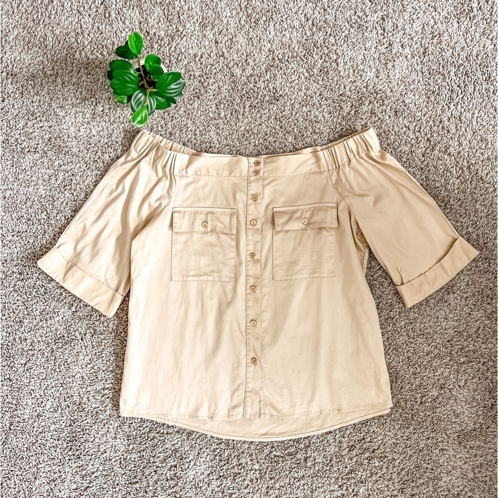 Michael Kors Safari Style Off the Shouler Top Sz M